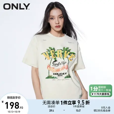 ONLY奥莱2023春夏新款时尚休闲印花设计感宽松圆领T恤图片
