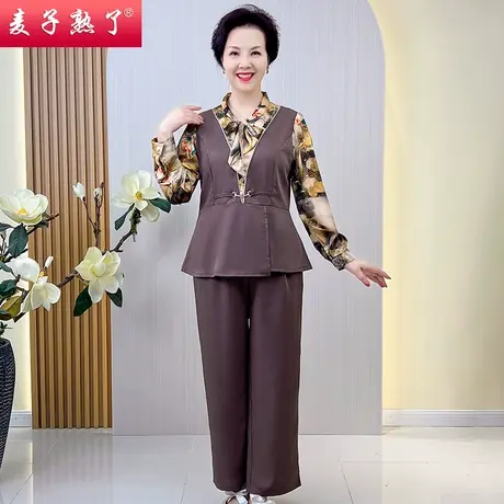 妈妈秋装2022新款两件套装阔太太洋气休闲运动服秋外套中老年女装图片