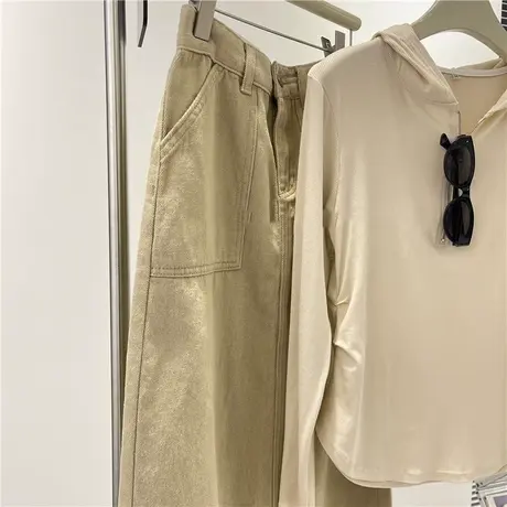 小个子短款长袖T恤女春秋百搭修身显瘦半拉链连帽上衣打底衫潮ins商品大图