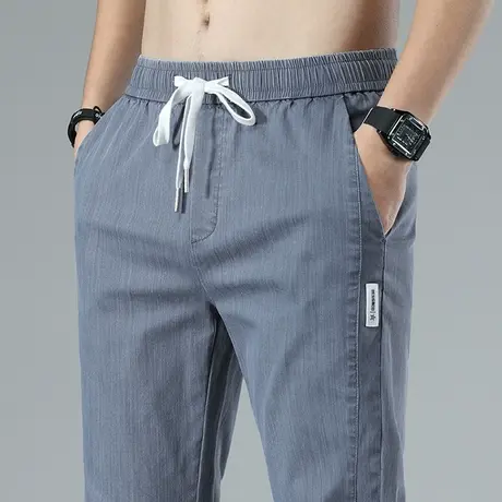 夏季薄款工装牛仔裤男士直筒宽松冰丝休闲长裤子男裤2024年新款潮商品大图