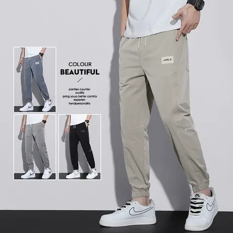 夏季超薄款冰丝速干九分运动裤男士束脚宽松弹力休闲裤子夏天潮牌商品大图