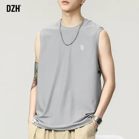 男士冰丝背心男夏季薄款无袖t恤男款速干健身运动坎肩砍袖上衣服商品大图