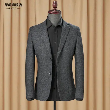 春秋季新款时尚休闲小西装男士修身韩版单件西服上衣羊毛呢子外套商品大图
