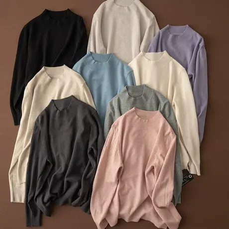 享永子【匠心之作】60支精纺65.5%山羊绒细腻套头内搭打底毛衣女图片