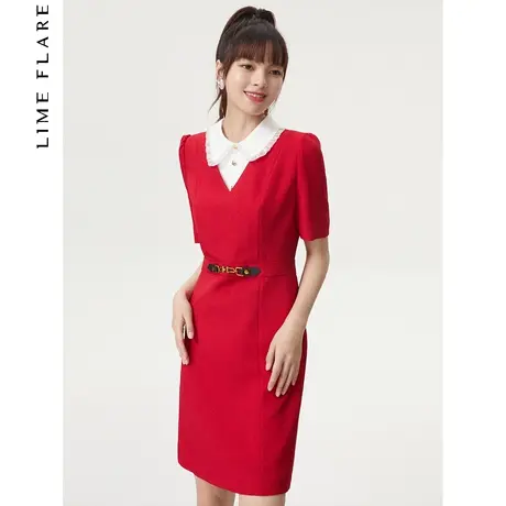朗姿集团清仓特卖莱茵秋修身泡泡袖连衣裙高级感小礼服图片