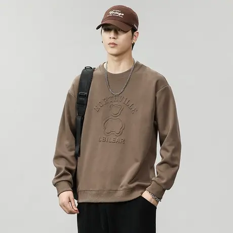 时尚宽松男士外穿卫衣潮流时尚秋冬款卫衣圆领男士休闲潮流卫衣图片