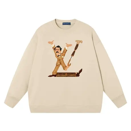 秀洛恶搞系列小众品牌创始人设计款衣服路易斯圆领卫衣男打底衫图片