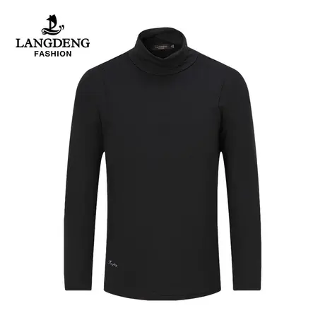 【含莫代尔】浪登男士长袖T恤高翻领修身2023秋冬保暖打底上衣男商品大图