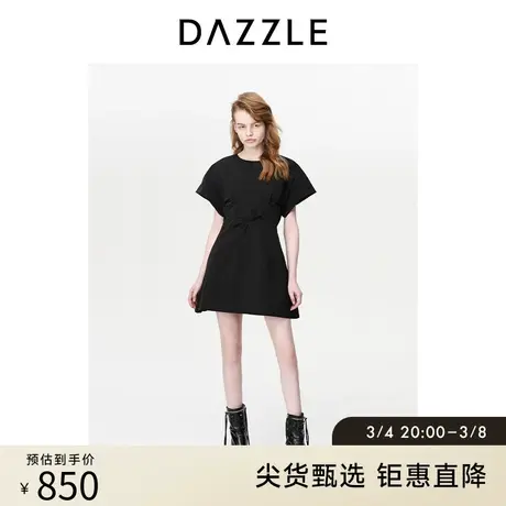 DAZZLE地素奥莱黑色连衣裙春夏装新款A字气质优雅小黑裙短裙女图片