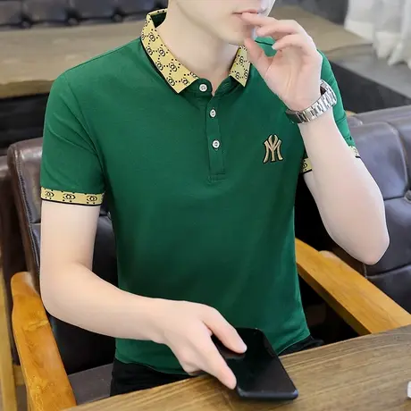 男士短袖t恤夏季潮流翻领polo衫2023新款修身高端休闲百搭上衣服图片