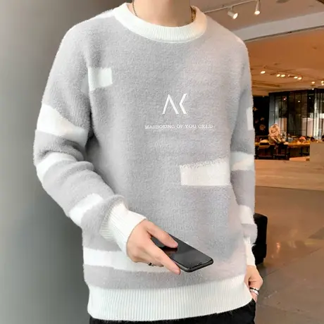 男士毛衣秋冬季打底衫韩版潮流毛衫个性针织衫学生上衣服潮牌ins商品大图