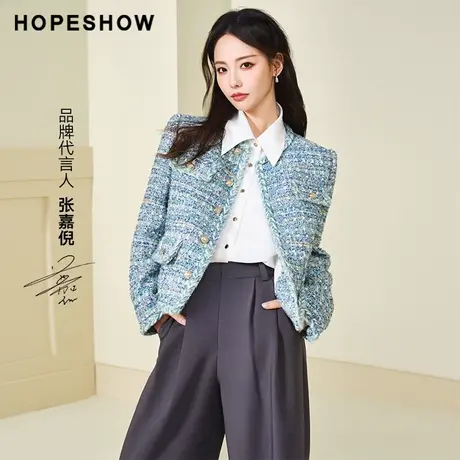 【直播专享】秋季香风织带边直身单排扣圆领外套90123320404红袖商品大图