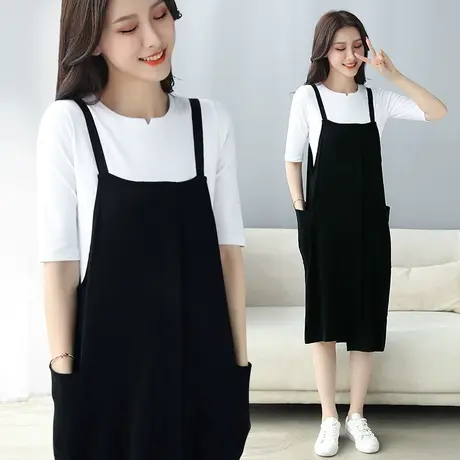 洋气减龄拼接吊带裙女夏2023新款设计感宽松遮肉显瘦中长款连衣裙图片