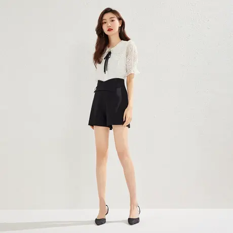 秋水伊人白色高腰休闲短裤2022年夏装新款女装时尚小个子裤子女潮图片