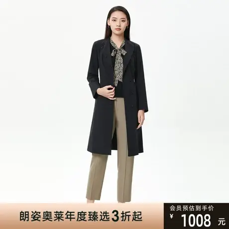 朗姿秋季新款收腰系带通勤风简约大气女式风衣外套商场同款图片
