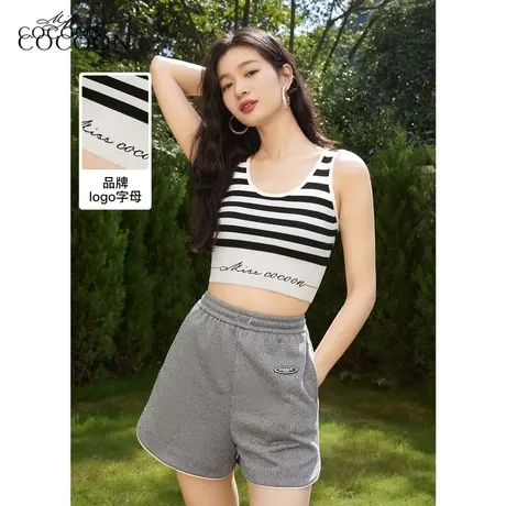 missCOCOON法式条纹针织吊带背心女2023新款春季运动外穿打底上衣图片