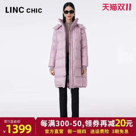LINCCHIC金羽杰2023秋冬新品都市简约通勤中长款连帽加厚羽绒服女商品大图