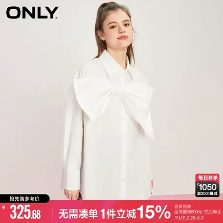 ONLY冬季时尚百搭休闲显瘦蝴蝶结长袖衬衫女|123105009商品大图