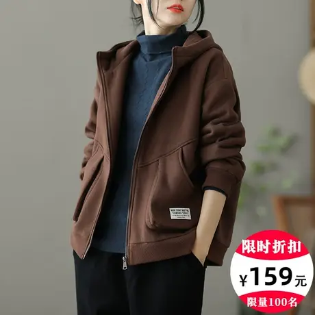 dza 复古宽松短款外套女士加厚加棉休闲口袋上衣秋冬新款大码外衣图片