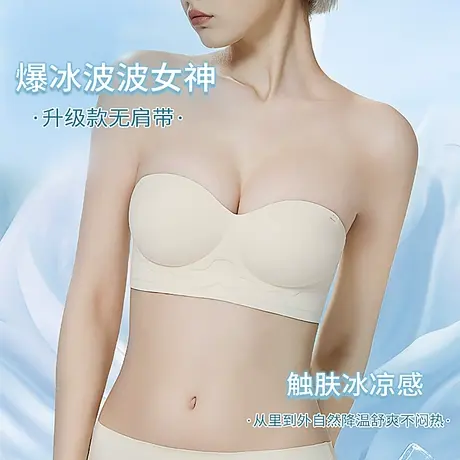 内衣女可拆卸无肩带防滑半杯小胸聚拢显大无钢圈收副乳无痕文胸罩商品大图