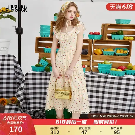 妖精的口袋波点新中式波点连衣裙女2024年夏新款国风盘扣收腰裙子图片