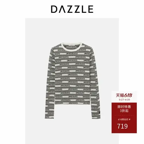 DAZZLE地素奥莱 针织T恤春秋女装条纹毛衣商品大图
