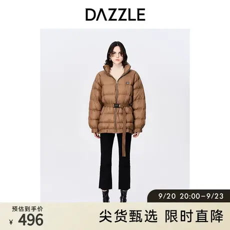 DAZZLE地素奥莱 春季黑色磨毛直筒毛边微喇牛仔裤女商品大图
