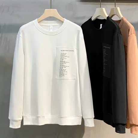 印花圆领卫衣男日系休闲宽松百搭印花套头外套衫春秋男装长袖T恤商品大图