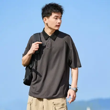 tonlion/唐狮夏季新男短袖Polo衫拼接撞色翻领上衣学生T恤图片