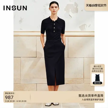 INSUN恩裳专选夏季时尚翻领复古小金扣上衣商品大图