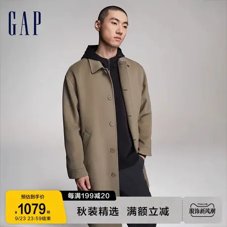Gap男女装秋冬2023新款时尚羊毛手缝翻领廓形大衣811144长款外套图片