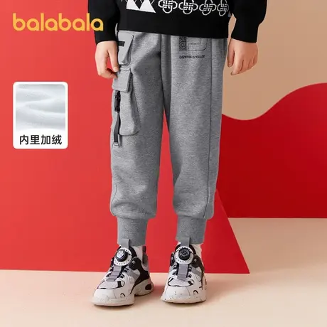 巴拉巴拉儿童裤子男童2024新款加绒童装男童加厚保暖休闲长裤工装商品大图