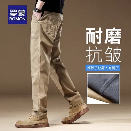 罗蒙新款舒适男秋季复古休闲裤微弹耐磨工装裤轻商务出勤长裤N1Z商品大图