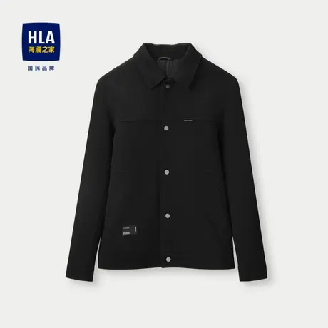 HLA/海澜之家翻领夹克2024秋季新款挺括纯色肌理舒适防风外套男商品大图