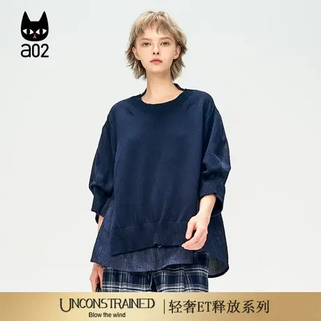 a02【ET释放系列】假两件宽松牛仔外套女2025新款秋季毛衫上衣图片