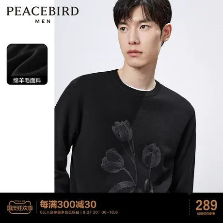太平鸟男装 斯文金线字母刺绣毛衫2023年春季新款打底时尚针织衫图片