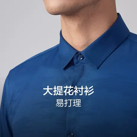 红豆微弹舒适长袖衬衫春季22肌理提花休闲柔软百搭易打理衬衣男商品大图