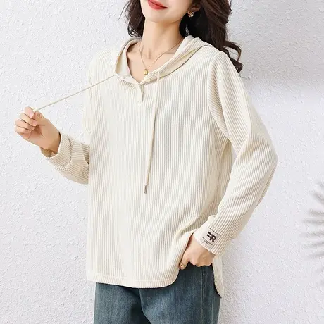 连帽卫衣女春秋季新款宽松加肥加大码女装胖妈妈休闲百搭显瘦上衣商品大图