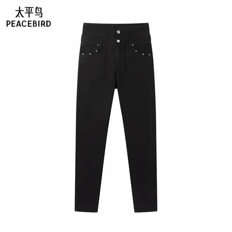 mf太平鸟年冬季款高腰小脚牛仔裤A3HAE4441商品大图