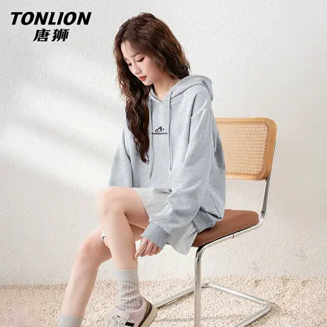 唐狮官方灰色连帽卫衣外套女春秋款2026新款小个子休闲百搭上衣VB图片