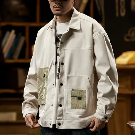 帅气宽松夹克外套男潮流休闲舒适美式夹克外套秋冬百搭男装外套图片