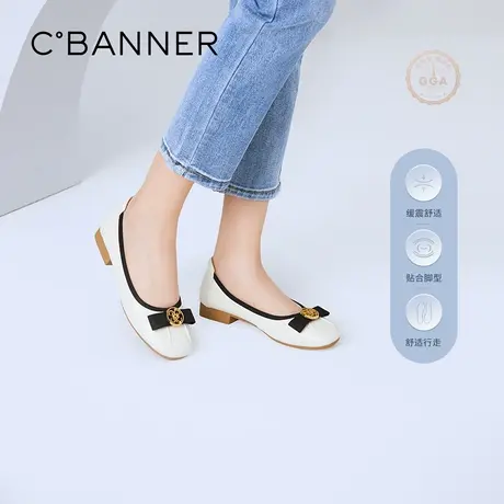 千百度女鞋秋季新款单鞋日系甜美低跟单鞋通勤鞋学院鞋约会鞋商品大图