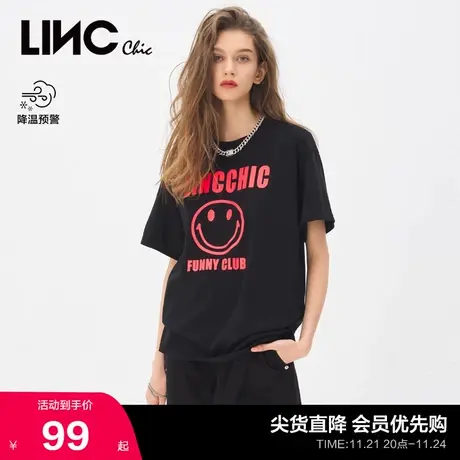 LINCCHIC金羽杰t恤女甜酷印花宽松纯棉短袖女T恤夏上衣S211TS159商品大图