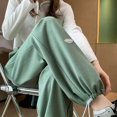 冰丝运动裤女夏季宽松束脚休闲裤2024年直筒小个子灯笼阔腿裤潮商品大图