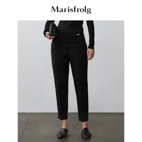 【商场同款】玛丝菲尔哈伦裤秋季新款黑色简约风西装休闲长裤女商品大图
