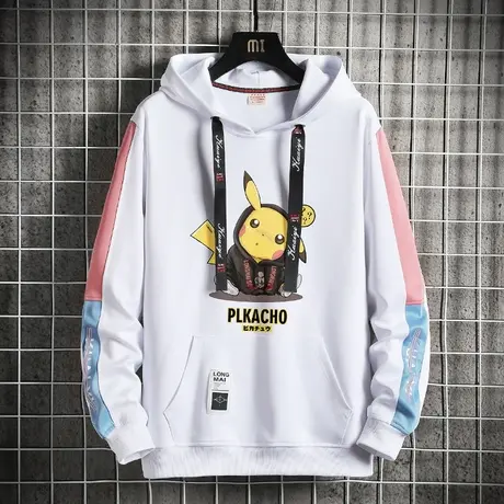 男士卫衣秋冬装连帽情侣皮卡丘潮流百搭青少年学生韩版宽松外套男商品大图