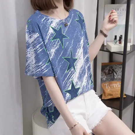 涂鸦短袖T恤打底衫女春秋内搭2023年夏季新款设计感小众上衣ins潮商品大图