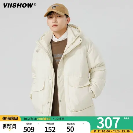 VIISHOW工装羽绒服男冬季白鸭绒加肥加大号加厚宽松连帽大码外套图片