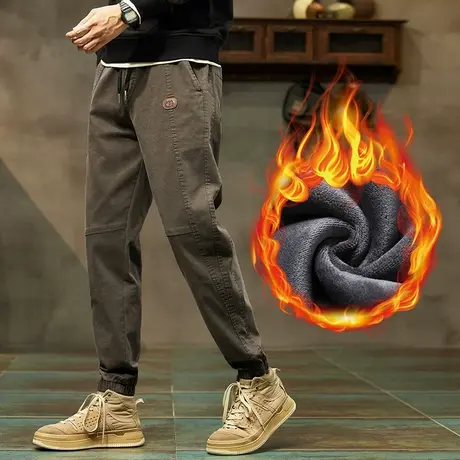 冬天2024新款男生防风外穿加绒裤冬季加厚保暖休闲裤子秋冬款工装商品大图