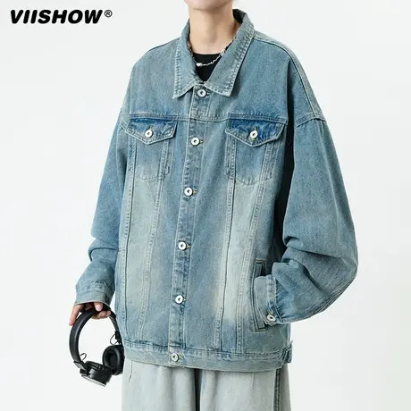 VIISHOW潮流牛仔外套男春季潮牌ins港风宽松休闲工装夹克男装上衣商品大图